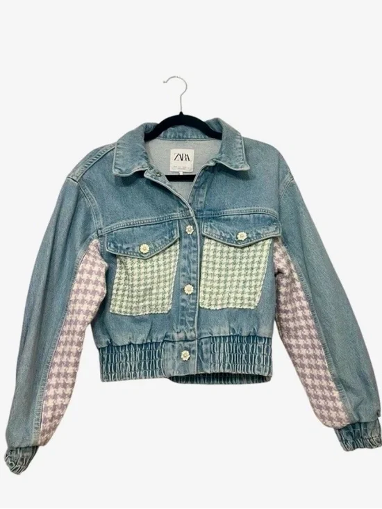 Zara Special Edition Cazadora Denim Combinada – Size Small - Picture 7 of 10